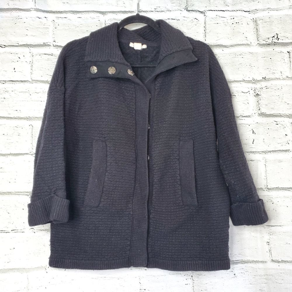 Duffy chunky snap button jacket wool blend medium black